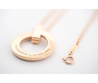 18k Rose Gold Tiffany and Co T1 Circle Pendant with Pavé Diamonds