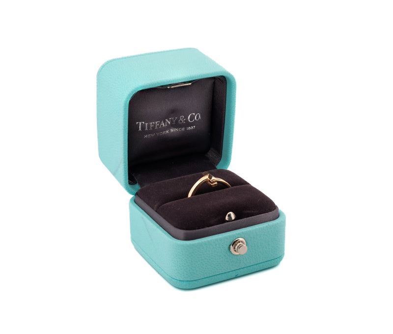 18k Rose Gold Tiffany and Co T1 Ring with .08ct in Diamonds