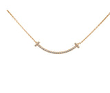 18k Rose Gold Tiffany and Co T Smile Diamond Necklace