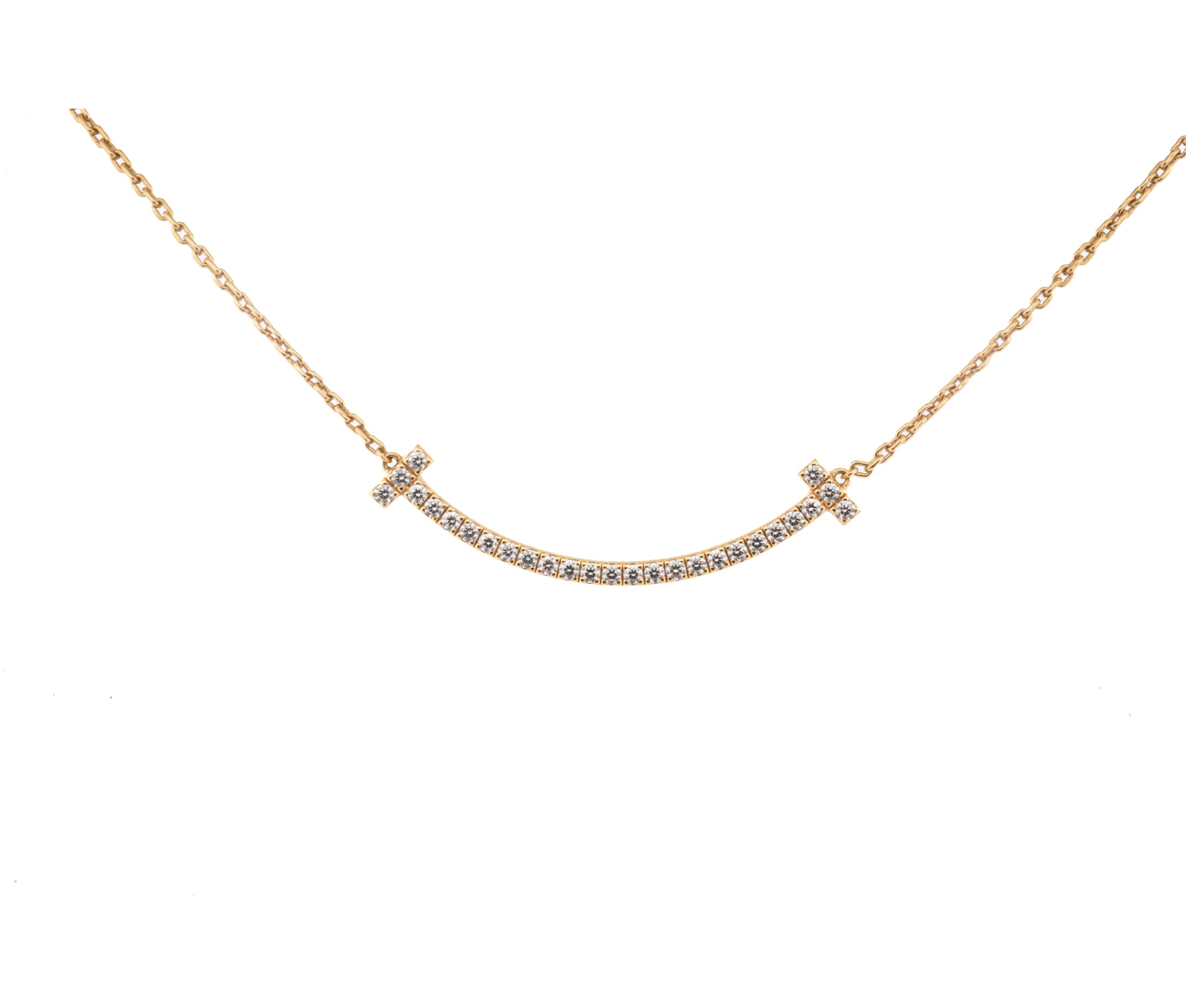 18k Rose Gold Tiffany and Co T Smile Diamond Necklace