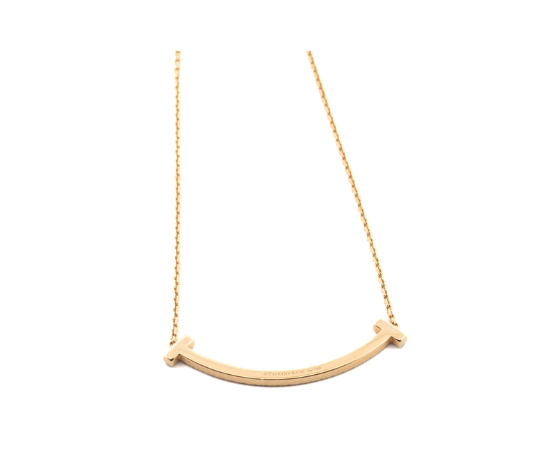 18k Rose Gold Tiffany and Co T Smile Diamond Necklace