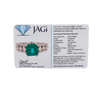 14kt White Gold Natural Colombian Emerald & Diamond Cathedral Ring