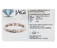 Platinum 1.82ct Princess Cut Diamond Eternity Band  Princess