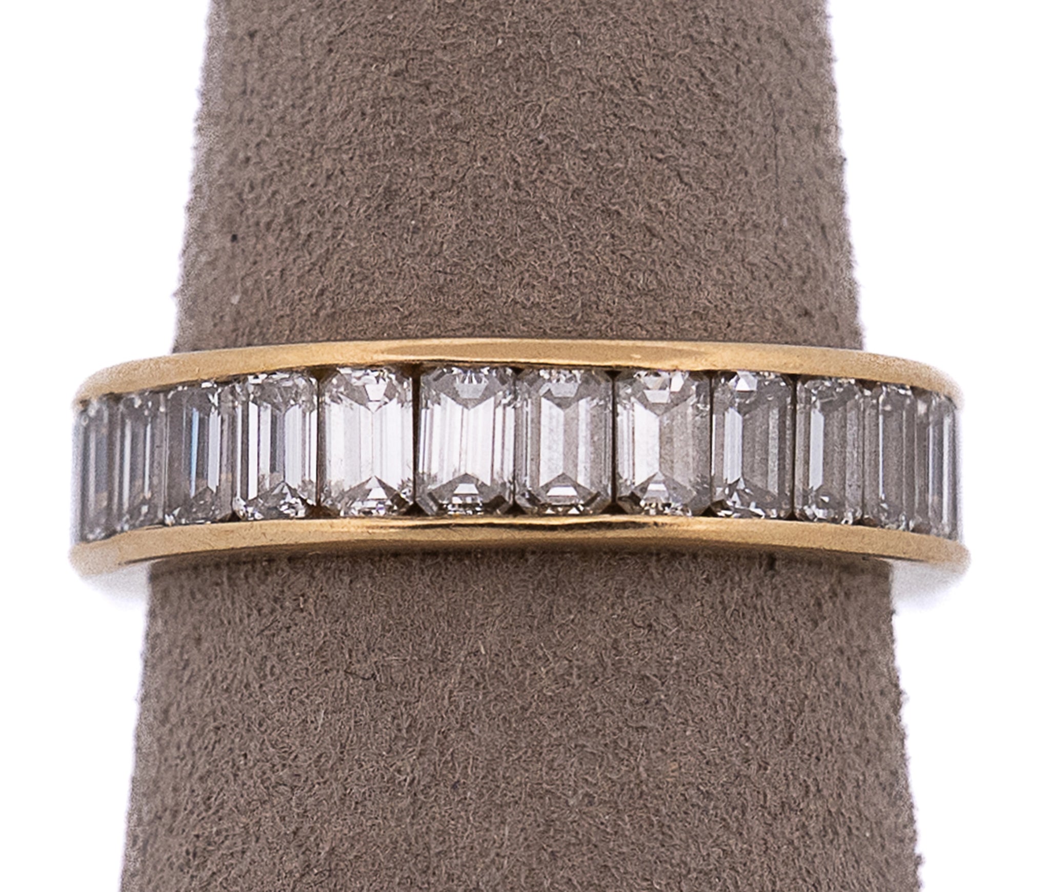 18K Yellow Gold 3.0 CTTW Emerald Natural Diamond Eternity Band