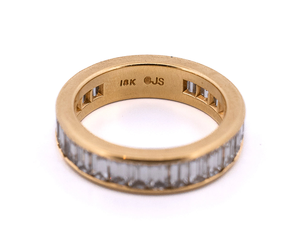 18K Yellow Gold 3.0 CTTW Emerald Natural Diamond Eternity Band