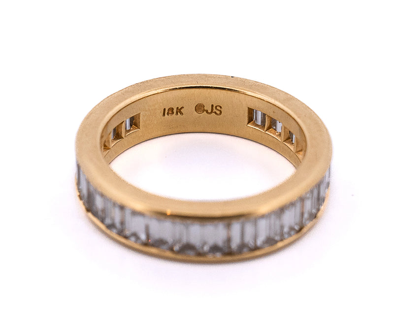 18K Yellow Gold 3.0 CTTW Emerald Natural Diamond Eternity Band