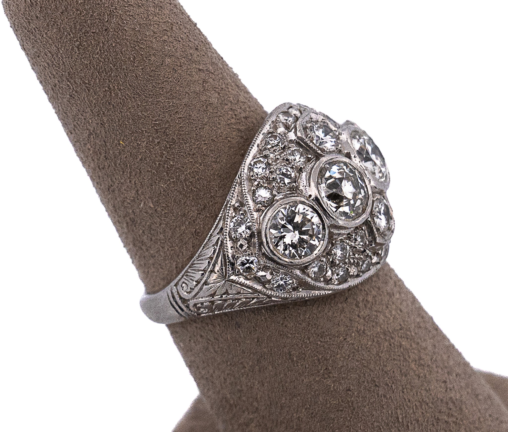 Platinum Original Art Deco 6.24ct Diamond Ring