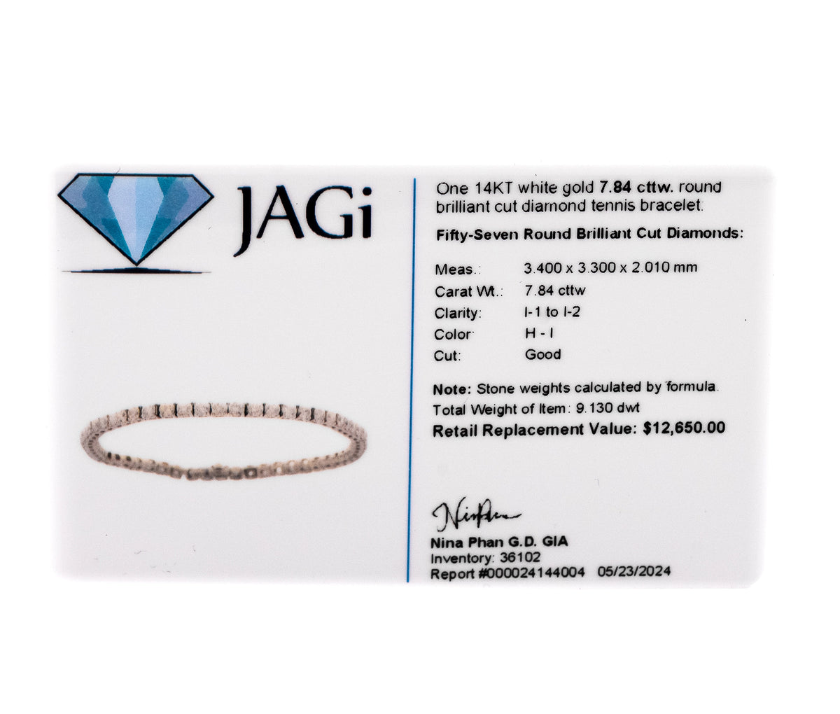 14kt White Gold Diamond Tennis Bracelet