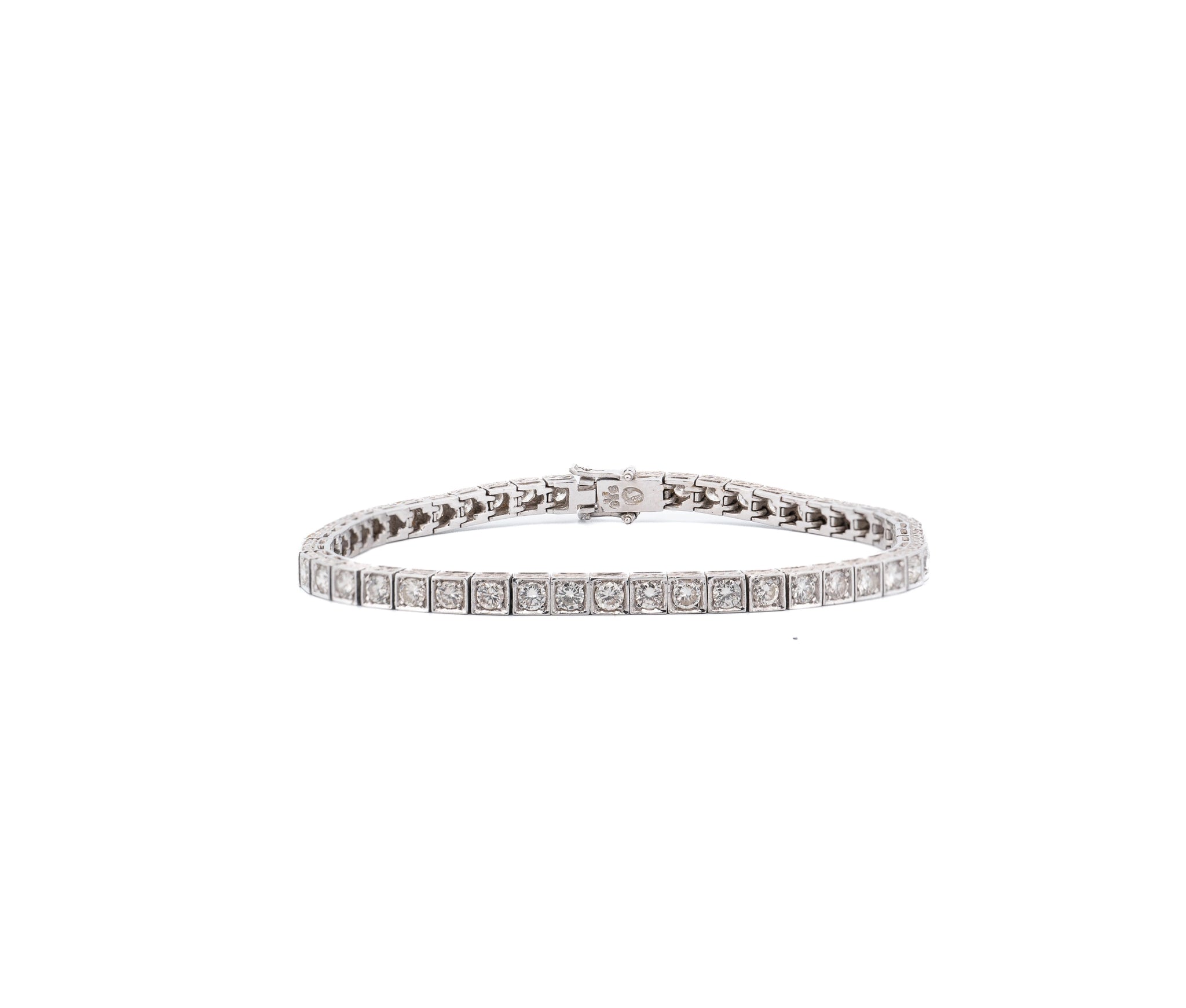 Platinum Omate Style Diamond Tennis Bracelet