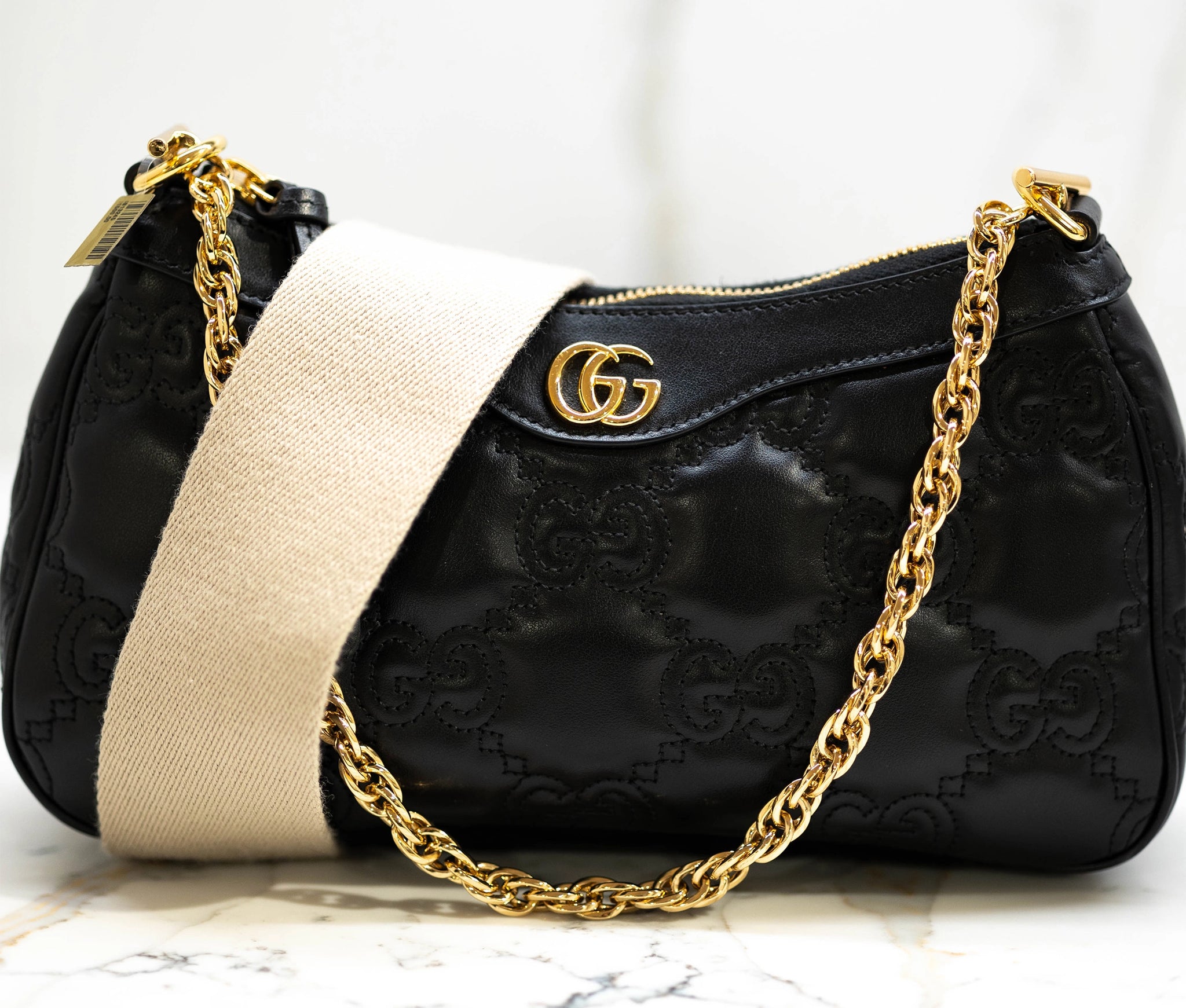 Gucci Black GG Leather Matelasse Small Shoulder Bag