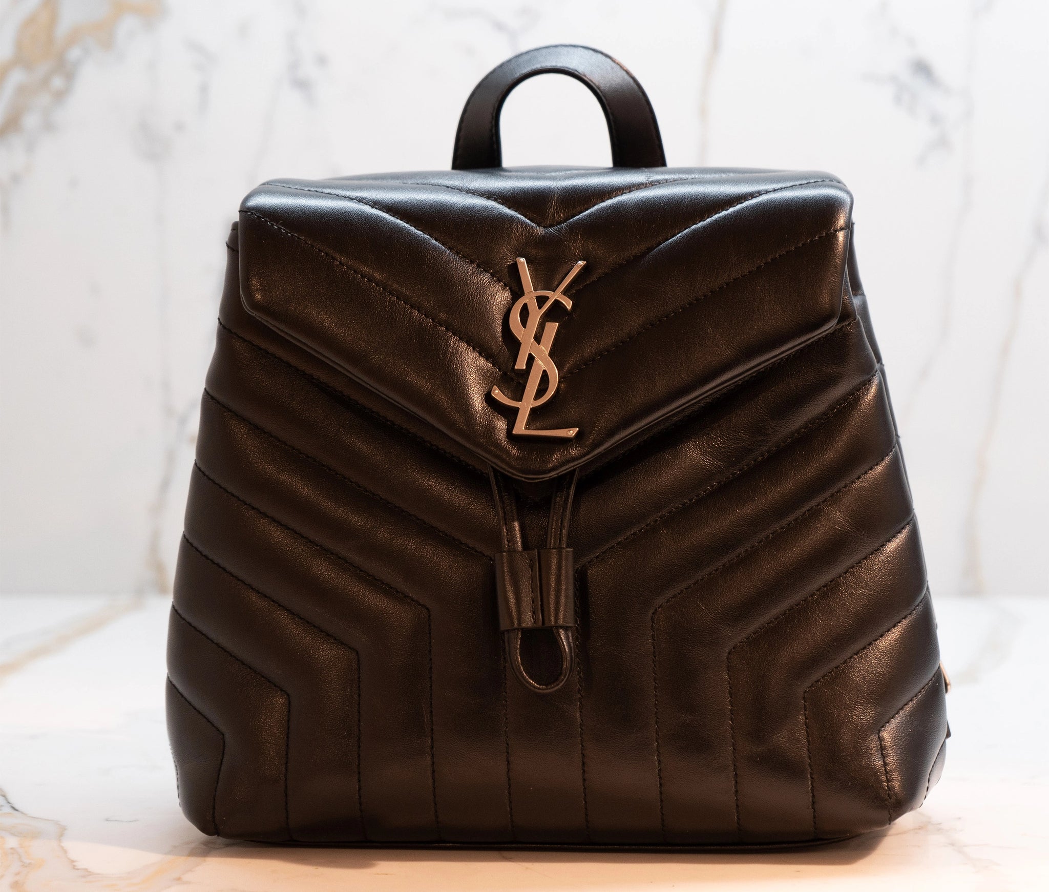 Saint Laurent Small Black Chevron LouLou Backpack
