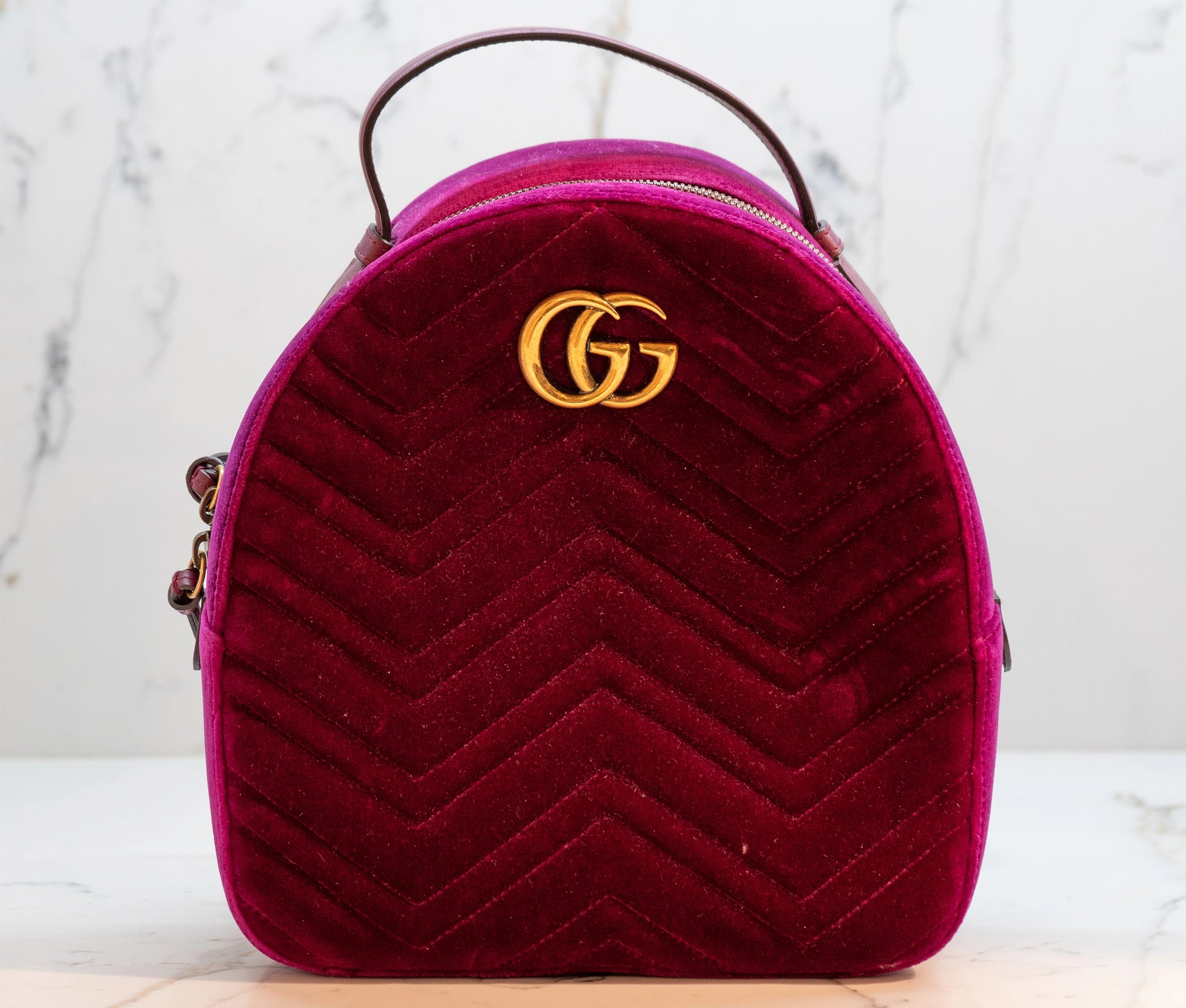 Gucci Purple Velvet Marmont Backpack
