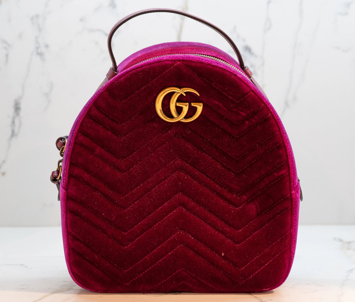 Gucci Velvet Matelasse GG Marmont Backpack