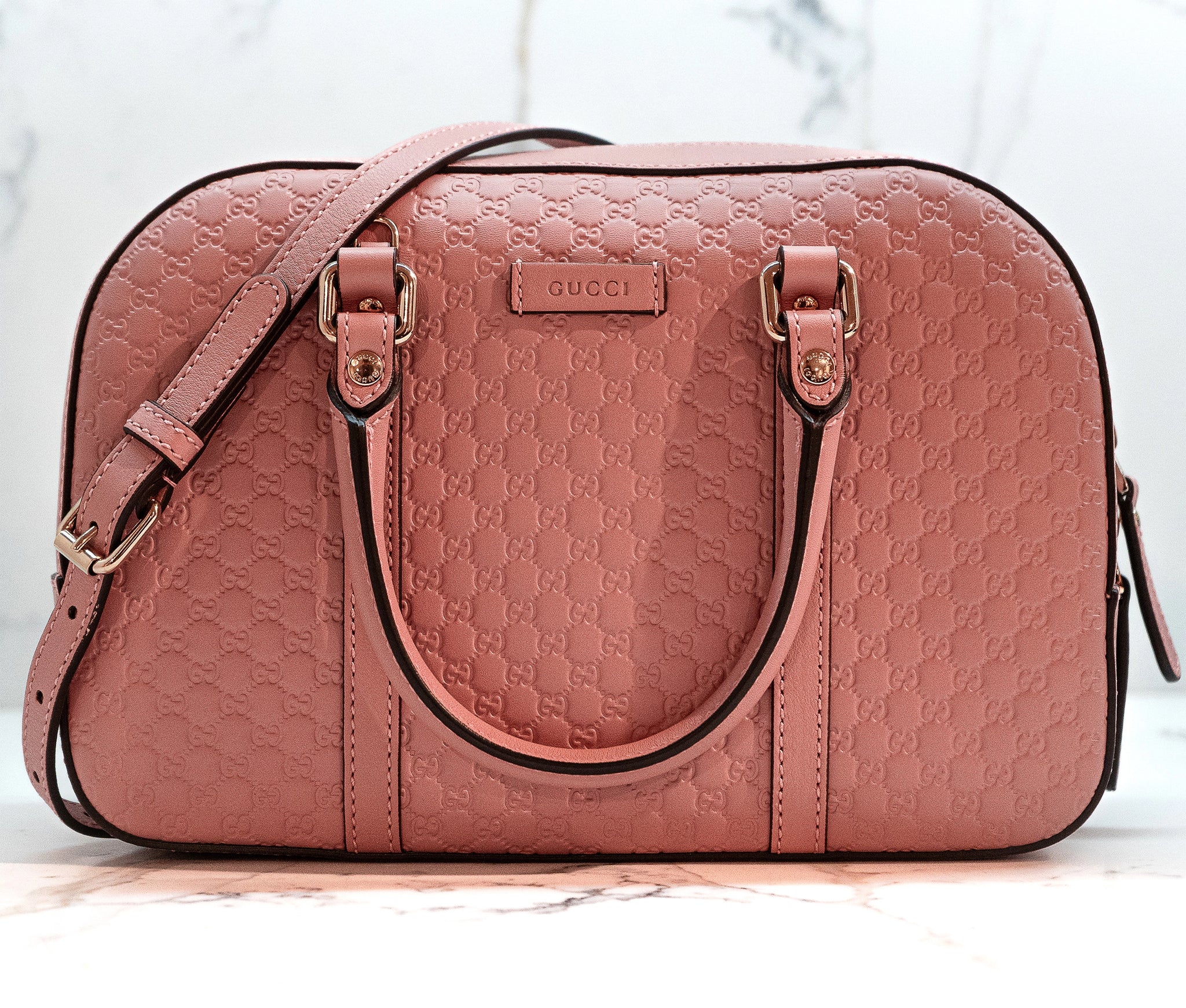 Gucci Pink Leather Microguccissima Top Handle Bag