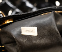 Chanel Vintage Black Quilted Patent Leather Shoulder Bag