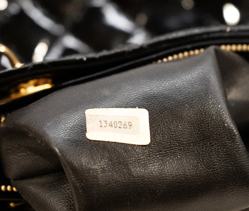 Chanel Vintage Black Quilted Patent Leather Shoulder Bag