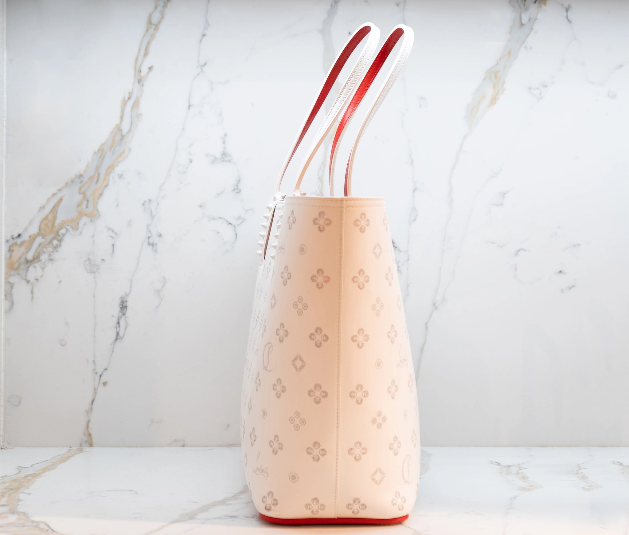 Christian Louboutin White Leather Perforated Large Cabata Tote