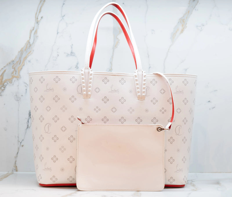Christian Louboutin White Leather Perforated Large Cabata Tote
