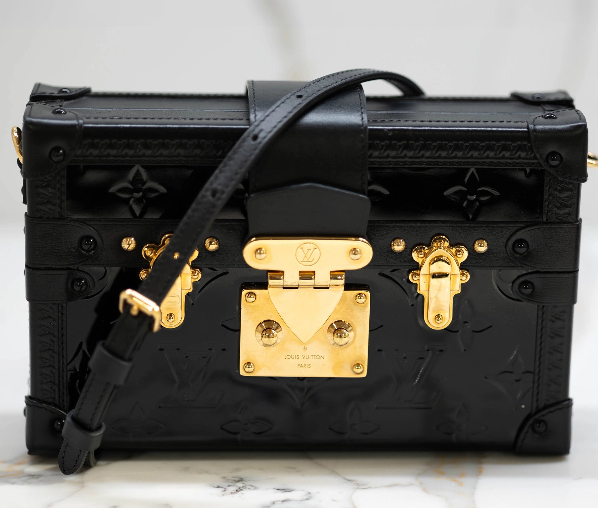 Louis Vuitton Black Vernis Leather Petite Malle Crossody