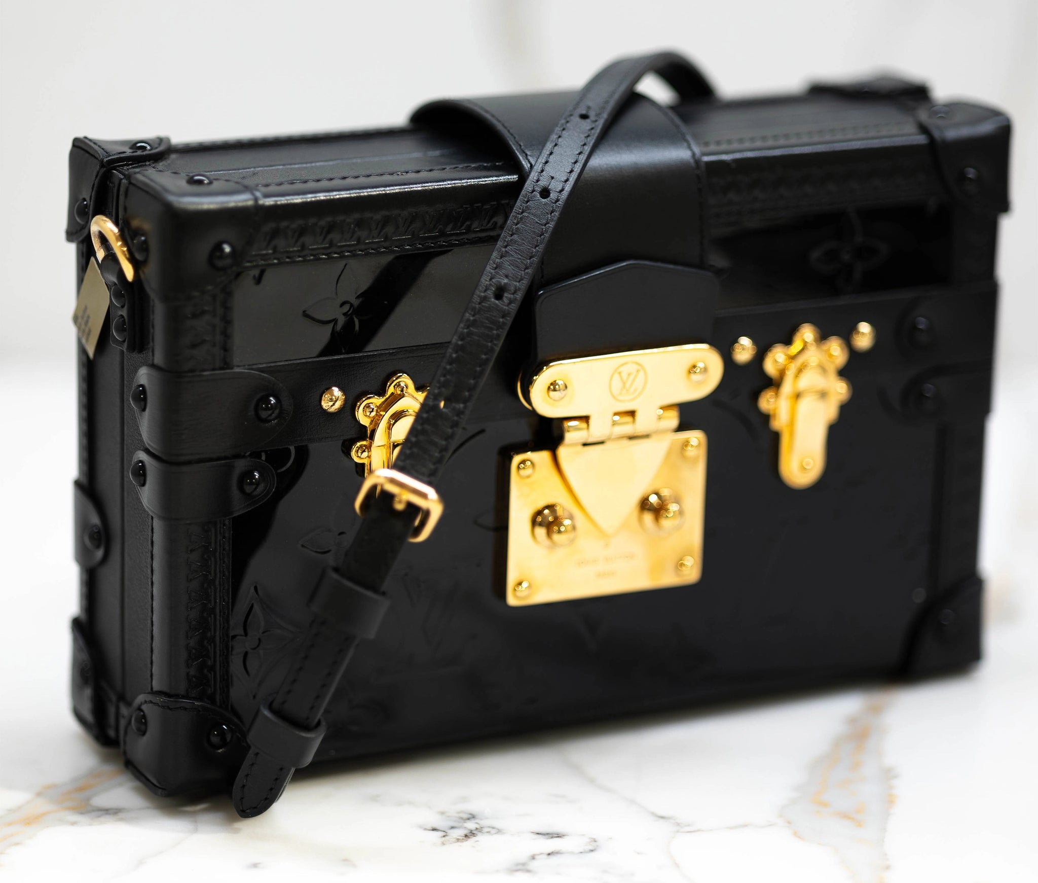 Louis Vuitton Black Vernis Leather Petite Malle Crossody