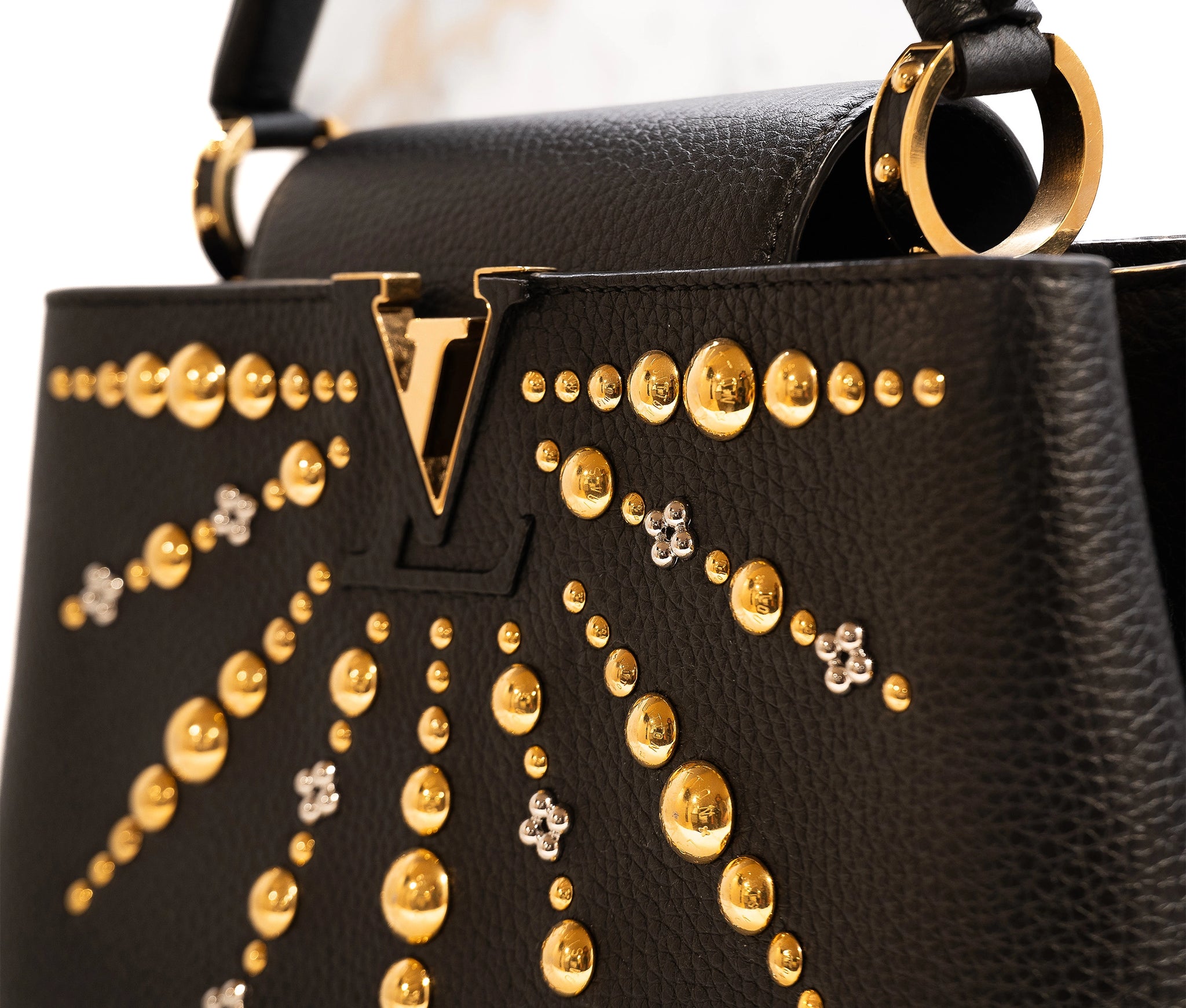 Louis Vuitton Black Leather Capucines PM