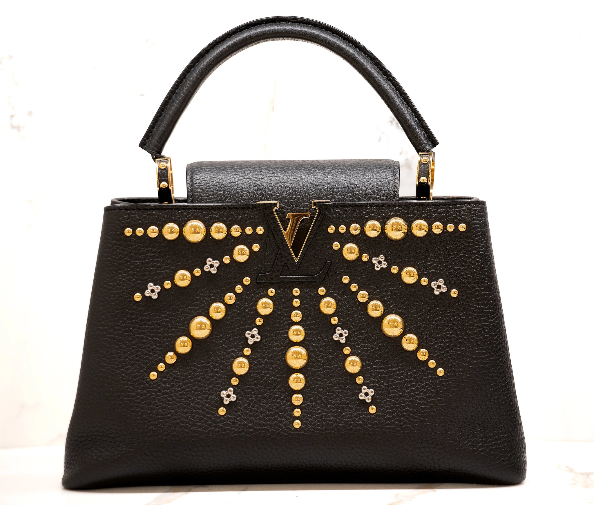 Louis Vuitton Black Leather Capucines PM