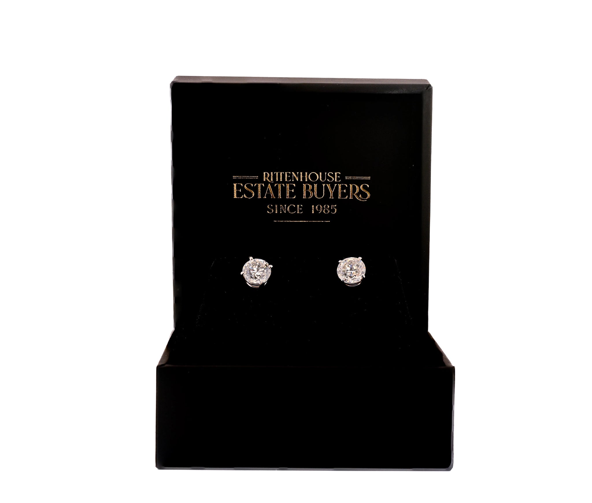 14k White Gold 3.00ct I-J I2 Four Prong Diamond Stud Earrings