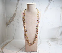 14k Gold Cambodian Cast Multi-Gem, Multi-Shape Drop Dangle Necklace