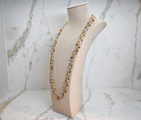 14k Gold Cambodian Cast Multi-Gem, Multi-Shape Drop Dangle Necklace