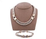 Tiffany and Co Sterling and 18k Gold Necklace and Bracelet Set