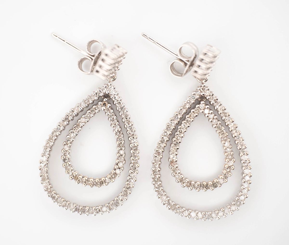 14K White Gold 2.00Ct Diamond  Loop Earrings