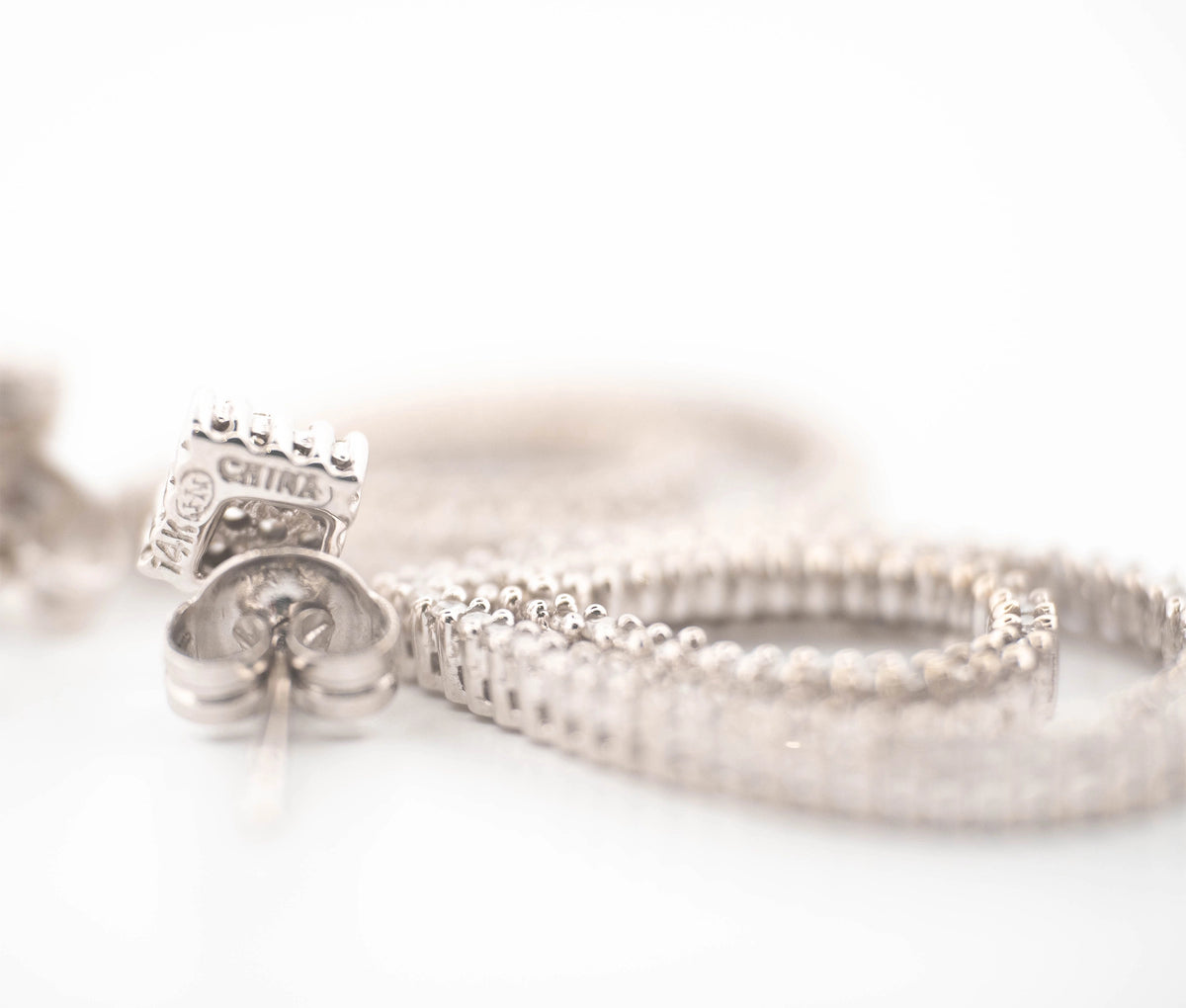 14K White Gold 2.00Ct Diamond  Loop Earrings