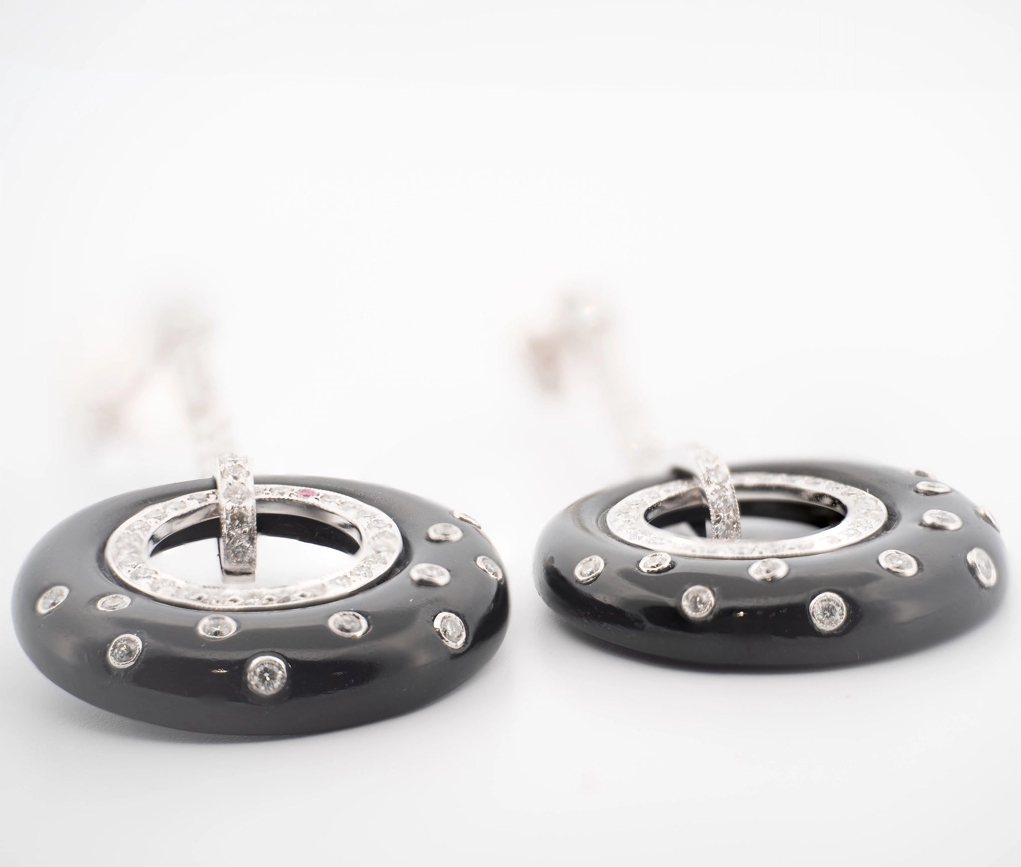 Eli Frei 18K & Black Onyx 1.40ct Diamond Dangle Earrings