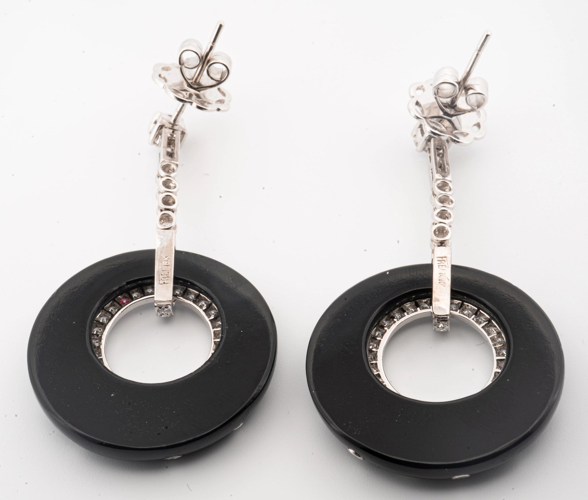 Eli Frei 18K & Black Onyx 1.40ct Diamond Dangle Earrings