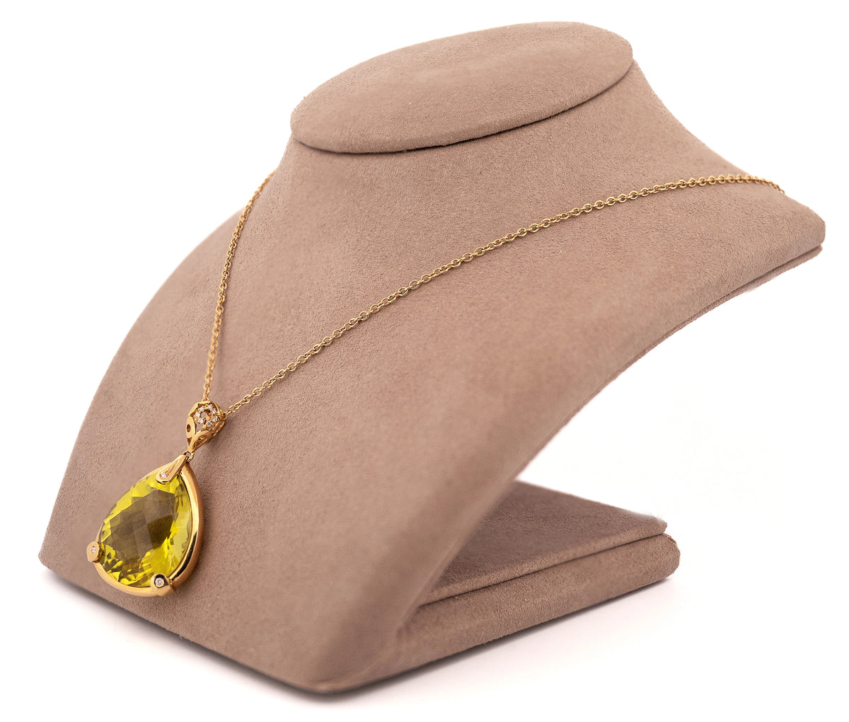18K Yellow Gold Roberto Coin Lemon Quartz & Diamond Mauresque Enhancer Necklace