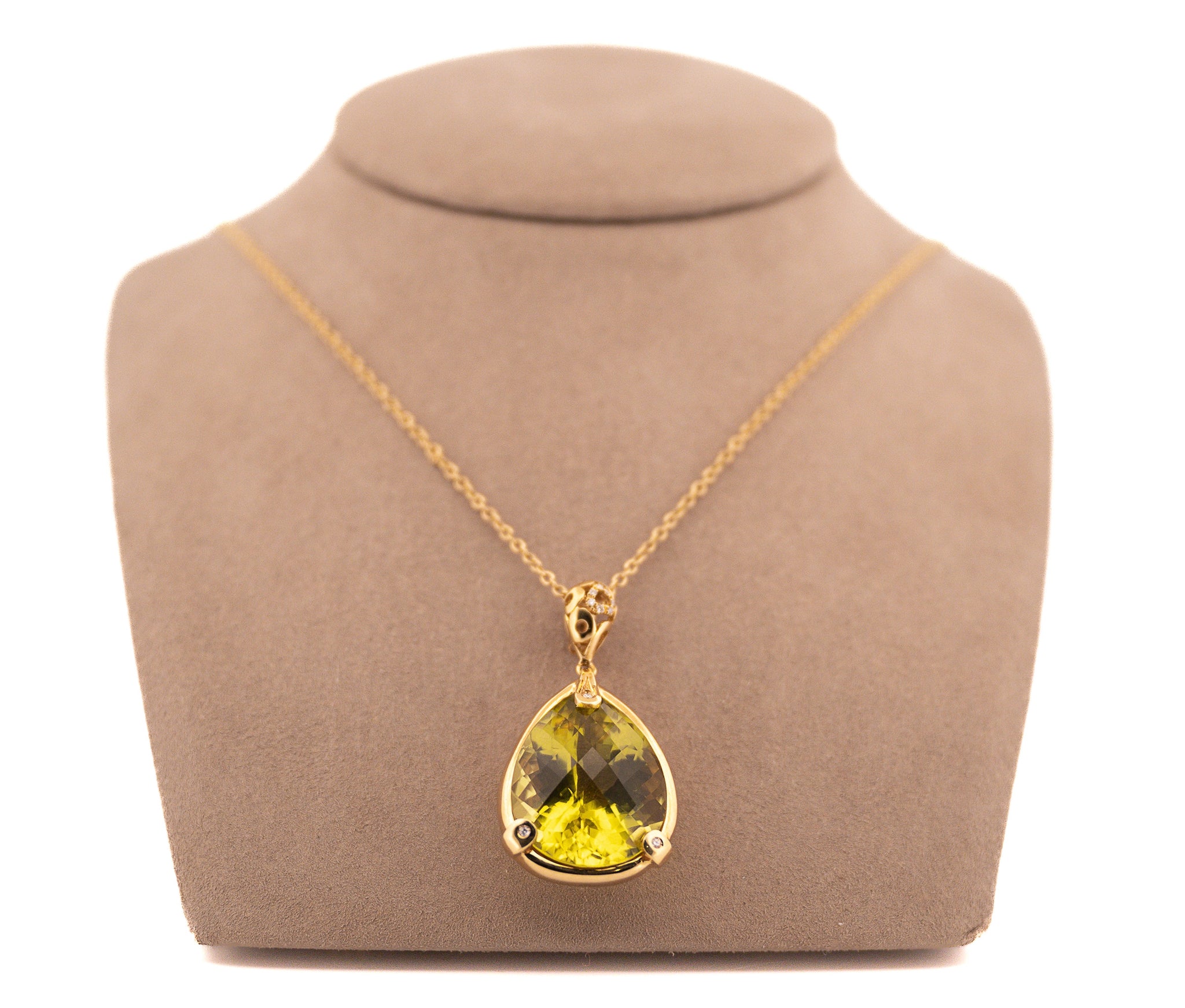18K Yellow Gold Roberto Coin Lemon Quartz & Diamond Mauresque Enhancer Necklace