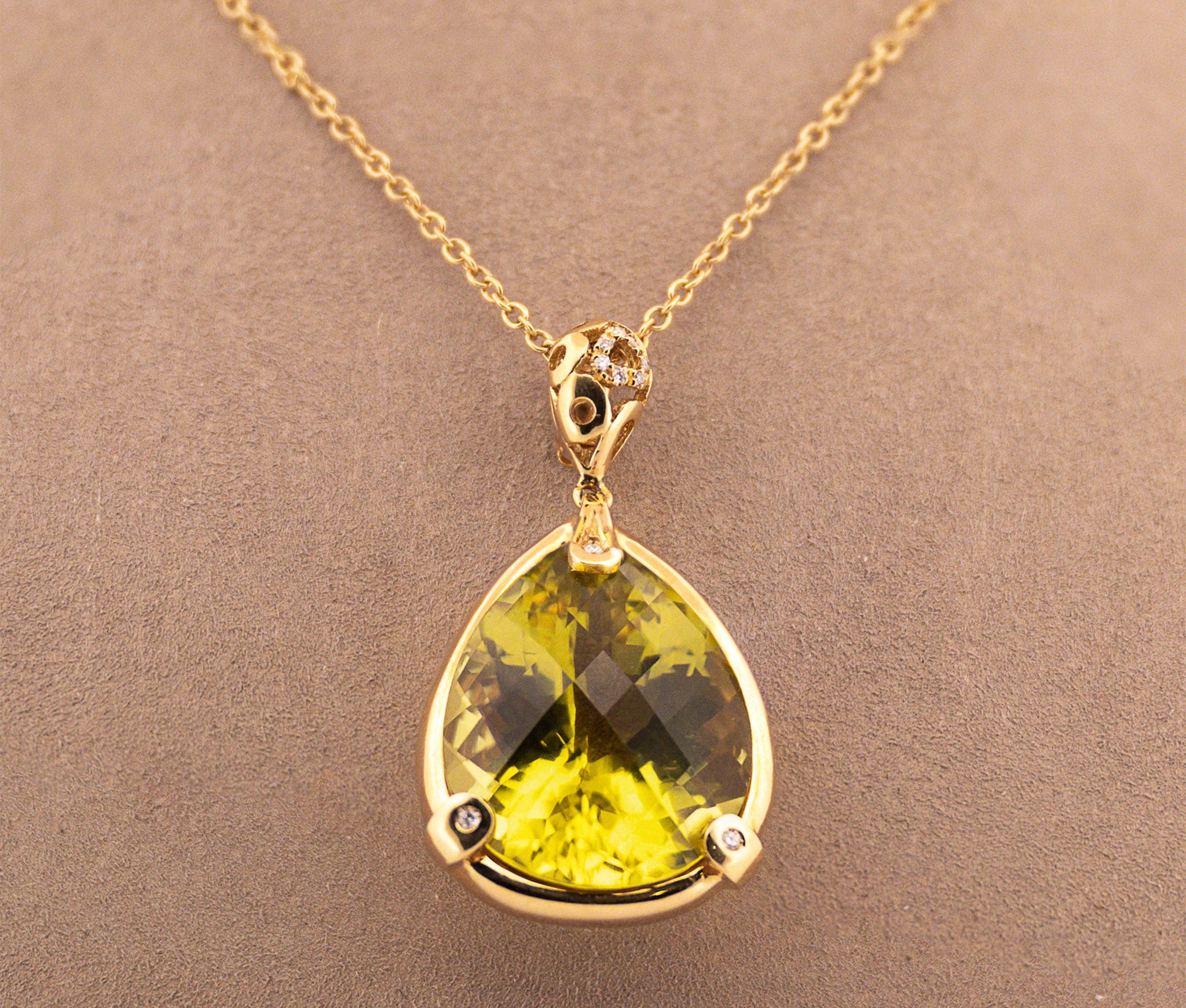 18K Yellow Gold Roberto Coin Lemon Quartz & Diamond Mauresque Enhancer Necklace