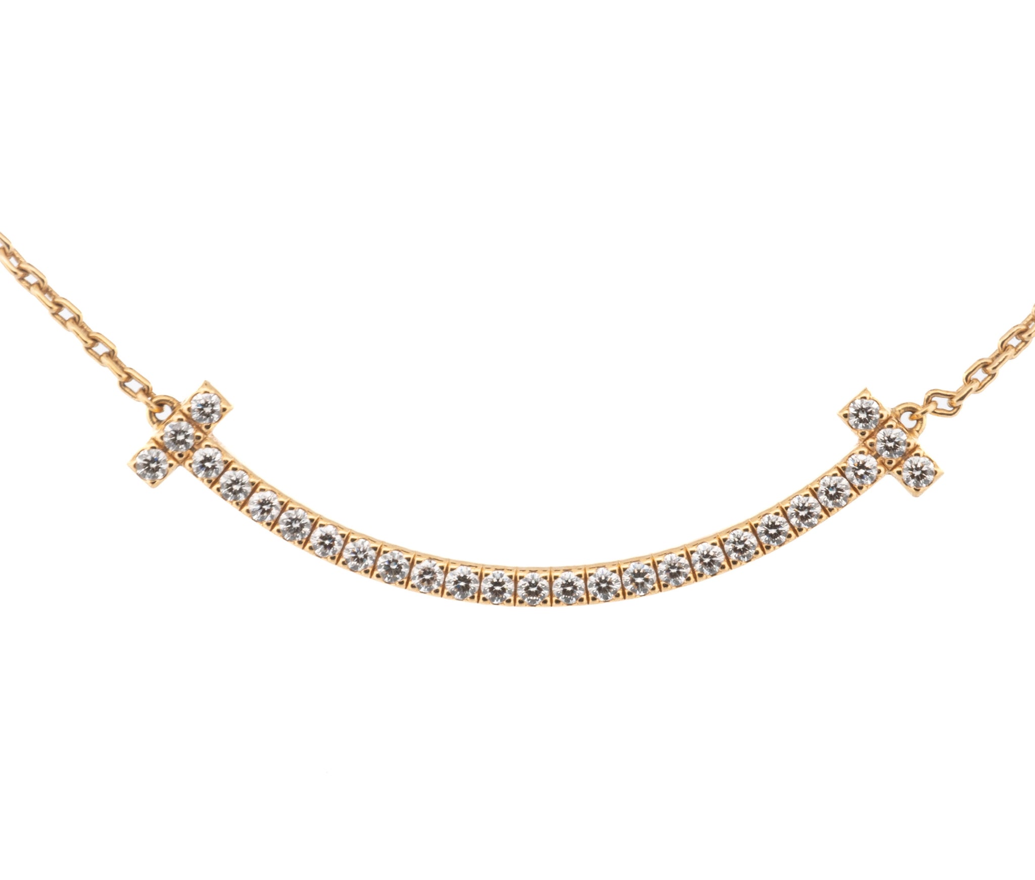 18k Rose Gold Tiffany and Co T Smile Diamond Necklace