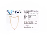 14k Yellow Gold 0.94 Ct Pave Diamond Heart Necklace With Panther Link Chain