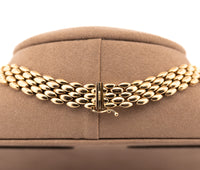 14k Yellow Gold 0.94 Ct Pave Diamond Heart Necklace With Panther Link Chain