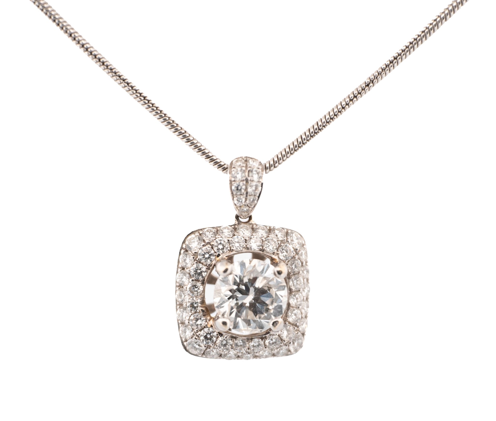 18K & Platinum Diamond Pendant Necklace