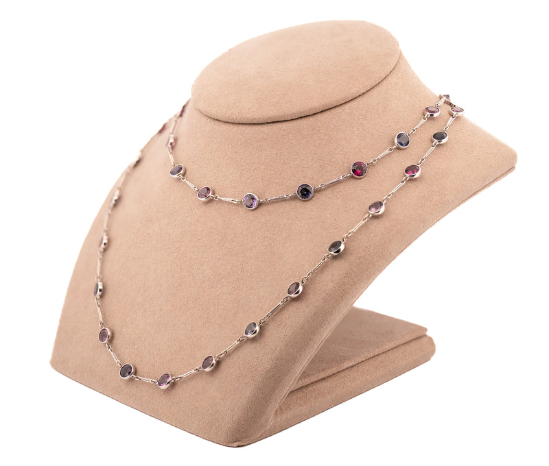 Platnium 23.75 Ct Natrual & Lab Created Multi Color Spinel Necklace