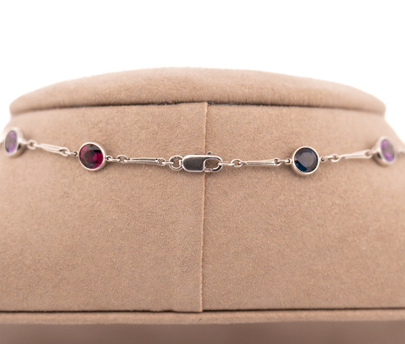Platnium 23.75 Ct Natrual & Lab Created Multi Color Spinel Necklace