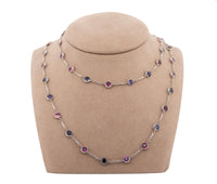 Platnium 23.75 Ct Natrual & Lab Created Multi Color Spinel Necklace