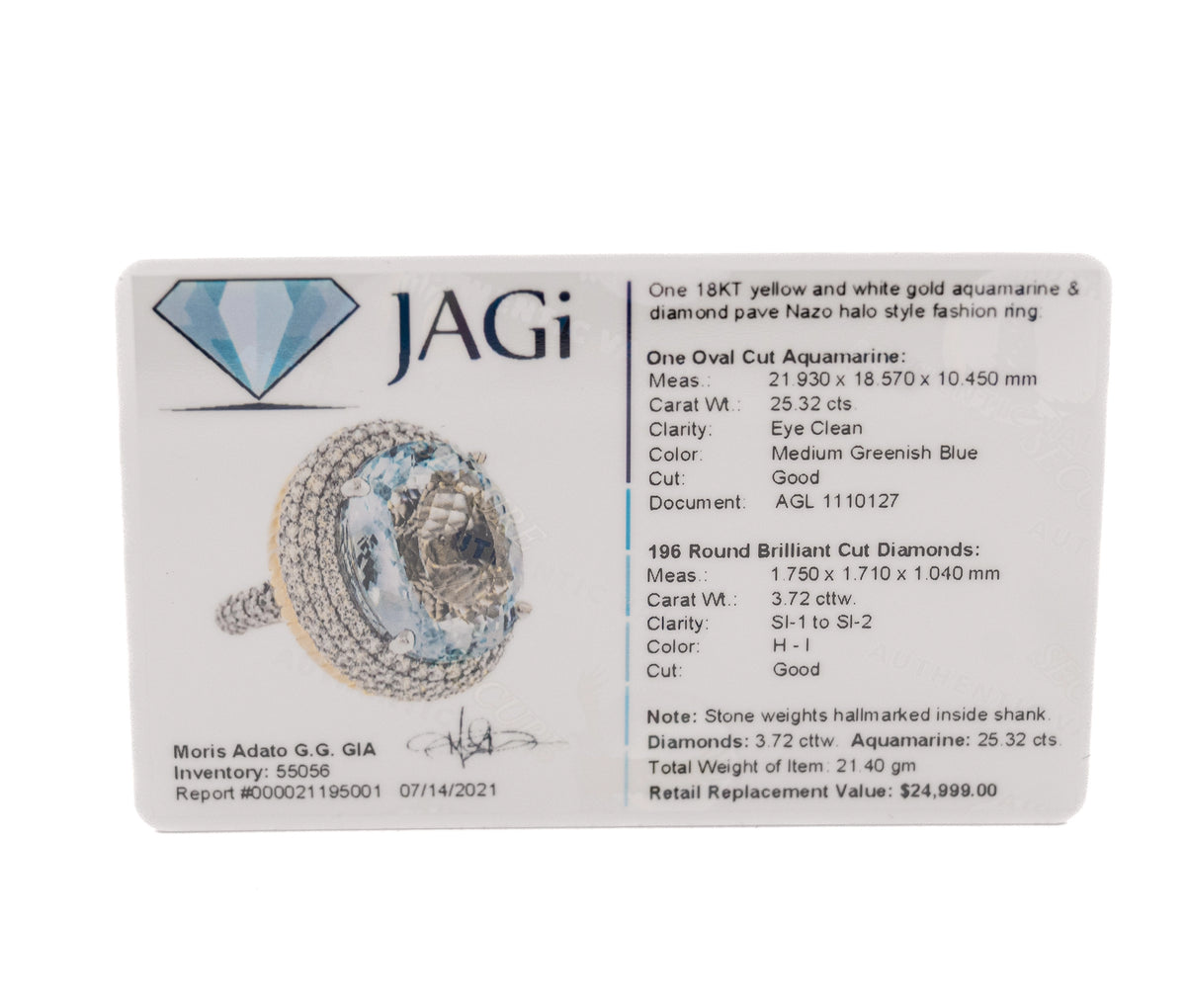 18k Yellow & White Gold Aquamarine Diamond Halo Ring 3.72ct
