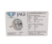 18k Yellow & White Gold Aquamarine Diamond Halo Ring 3.72ct