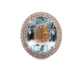 18k Yellow & White Gold Aquamarine Diamond Halo Ring 3.72ct