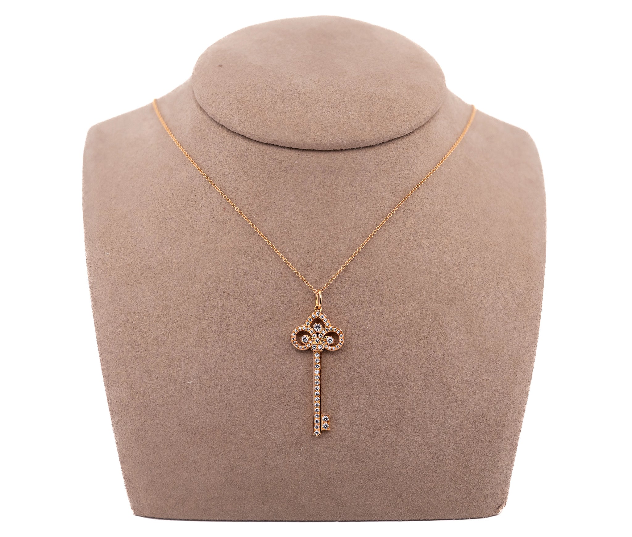 Tiffany & Co. 18k Diamond Fleur de Lis Pendant Necklace