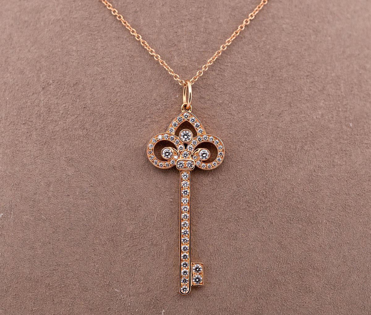 Tiffany & Co. 18k Diamond Fleur de Lis Pendant Necklace