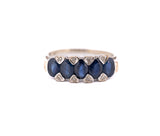 14k White Gold Diamond and Natural Sapphire Band